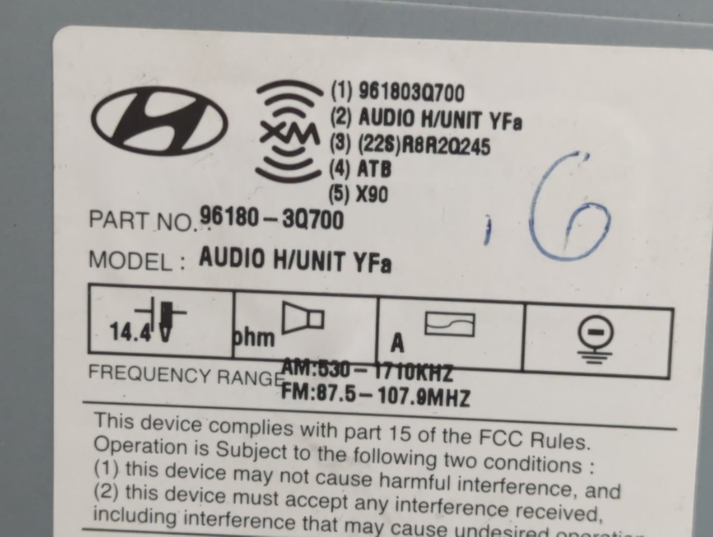 2012-2014 Hyundai Sonata Radio AM FM Cd Player Receiver Replacement P/N:96180-3Q700 Fits Fits 2012 2013 2014 OEM Used Auto P