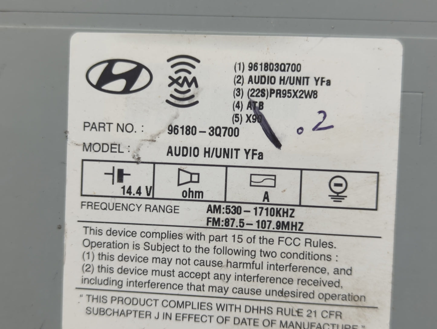 2013-2014 Hyundai Sonata Radio AM FM Cd Player Receiver Replacement P/N:96180-3Q700 Fits Fits 2013 2014 OEM Used Auto Parts 