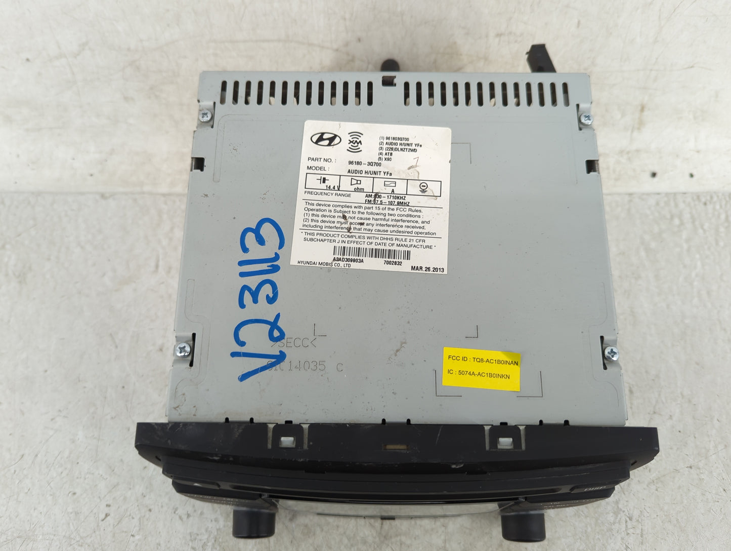 2012-2014 Hyundai Sonata Radio AM FM Cd Player Receiver Replacement P/N:96180-3Q700 Fits Fits 2012 2013 2014 OEM Used Auto P