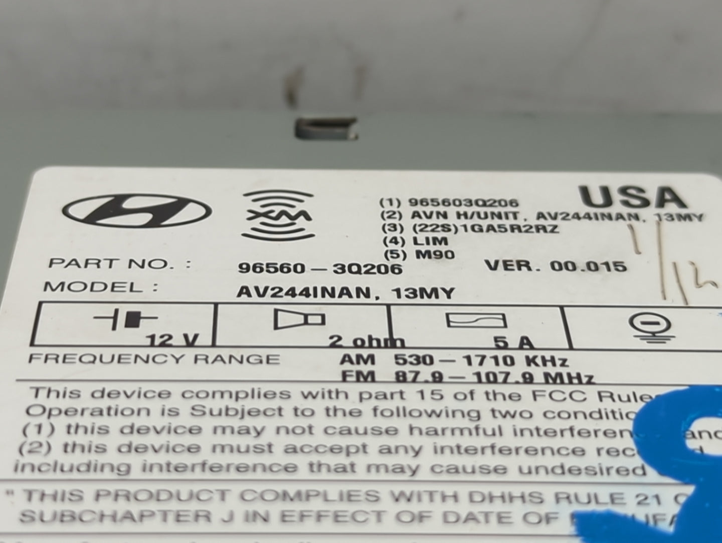 2013 Hyundai Sonata Radio AM FM Cd Player Receiver Replacement P/N:96560-3Q206 Fits OEM Used Auto Parts - Oemusedautoparts1.