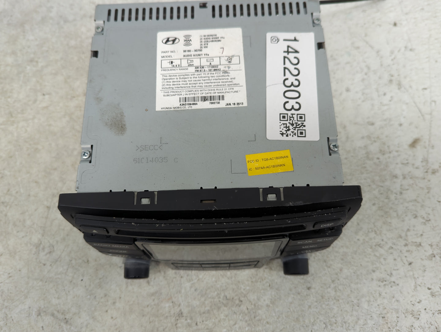 2013-2014 Hyundai Sonata Radio AM FM Cd Player Receiver Replacement P/N:961803Q700 Fits Fits 2013 2014 OEM Used Auto Parts -