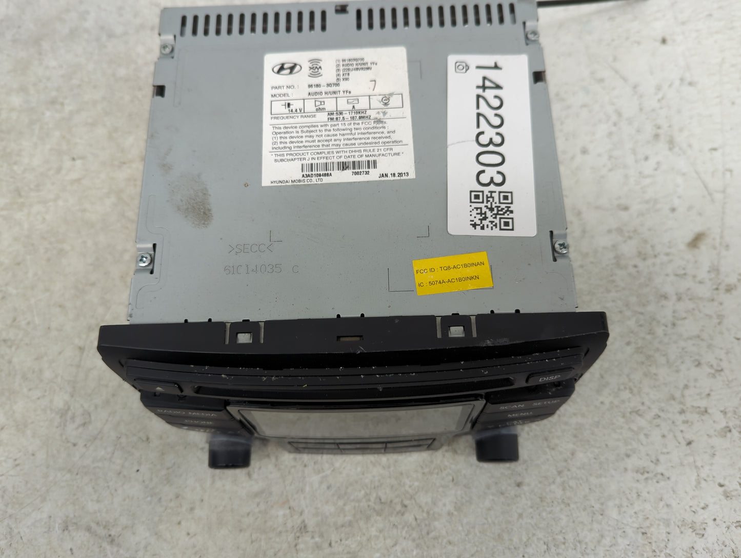 2013-2014 Hyundai Sonata Radio AM FM Cd Player Receiver Replacement P/N:961803Q700 Fits Fits 2013 2014 OEM Used Auto Parts -