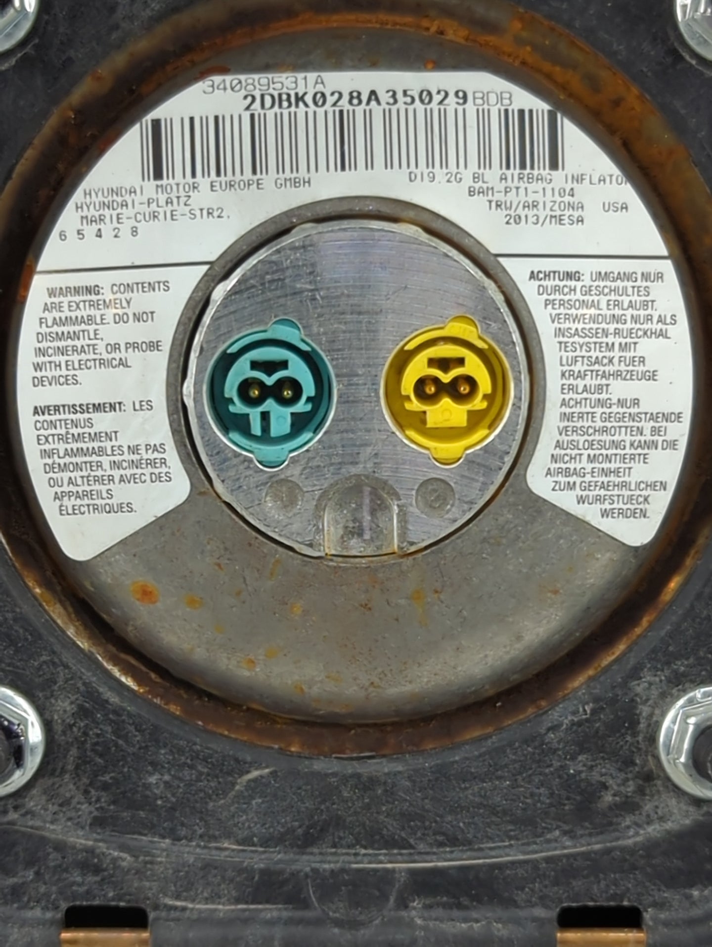 2011-2014 Hyundai Sonata Air Bag Driver Left Steering Wheel Mounted - Oemusedautoparts1.com