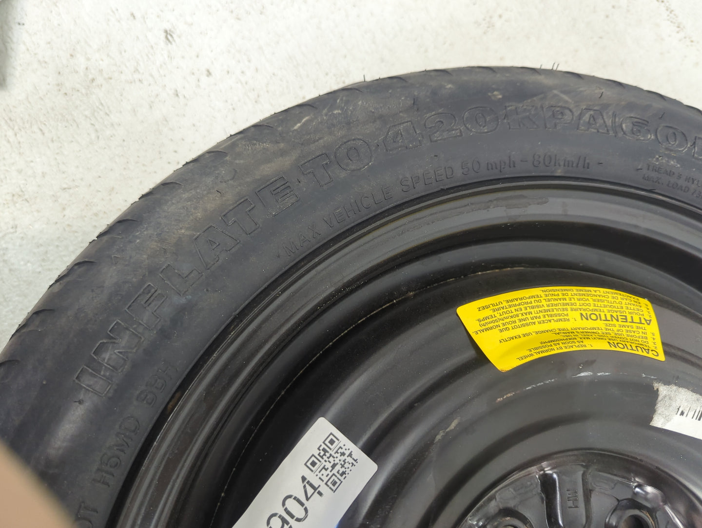 2013 Hyundai Sonata Spare Donut Tire Wheel Rim Oem 1461904 - Oemusedautoparts1.com