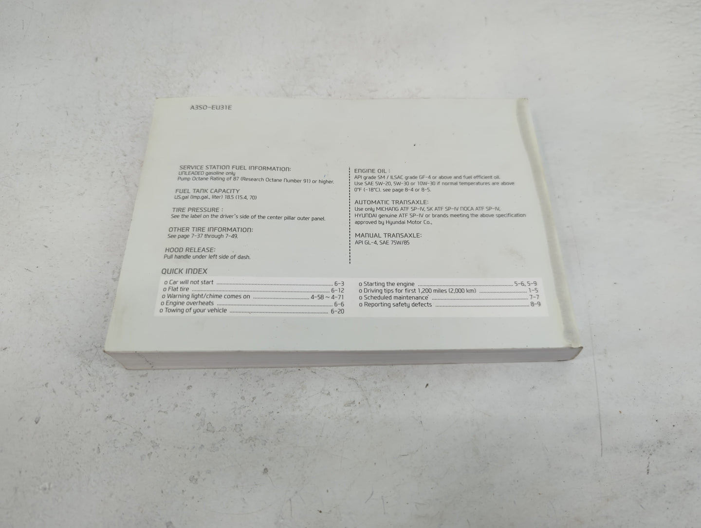2013 Hyundai Sonata Owners Manual Book Guide P/N:A3SO-EU31E OEM Used Auto Parts - Oemusedautoparts1.com