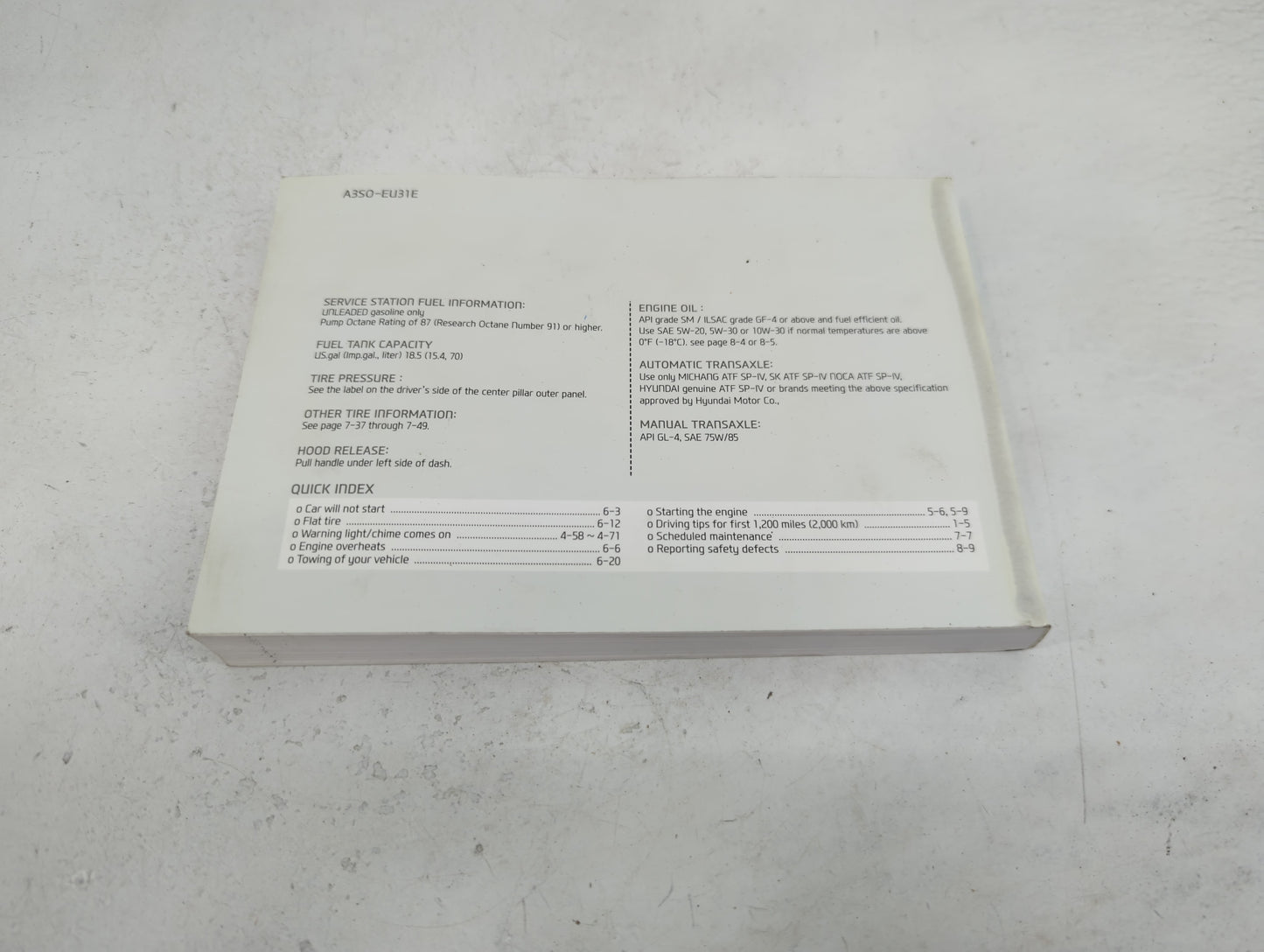 2013 Hyundai Sonata Owners Manual Book Guide P/N:A3SO-EU31E OEM Used Auto Parts - Oemusedautoparts1.com