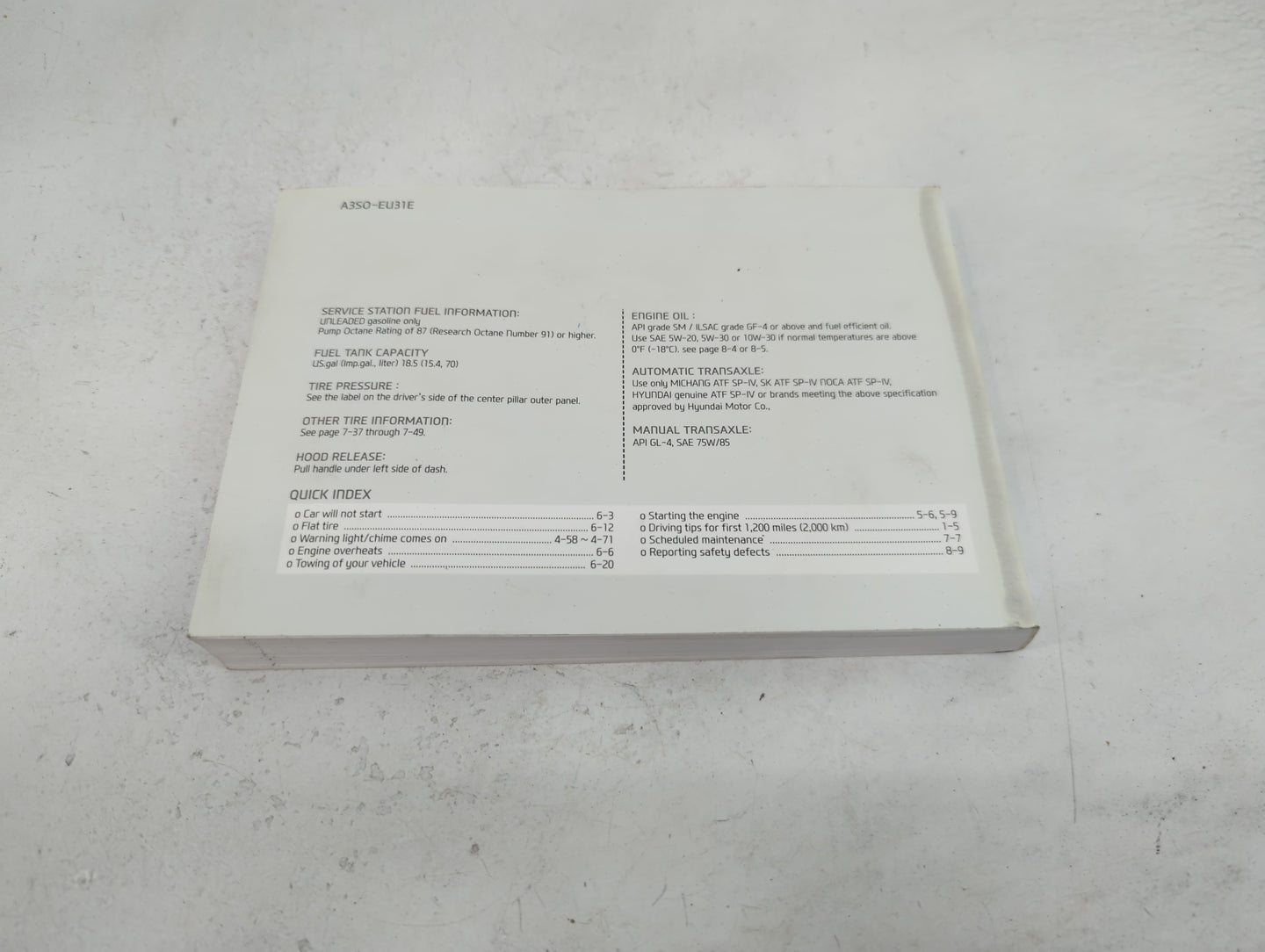 2013 Hyundai Sonata Owners Manual Book Guide P/N:A3SO-EU31E OEM Used Auto Parts - Oemusedautoparts1.com