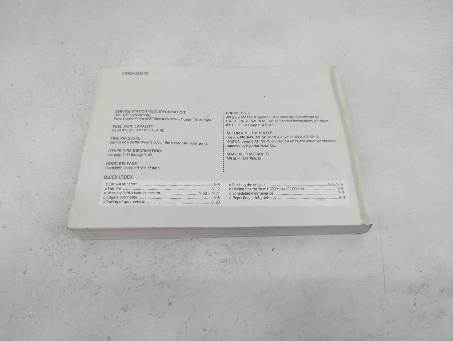 2013 Hyundai Sonata Owners Manual Book Guide P/N:A3SO-EU31E OEM Used Auto Parts - Oemusedautoparts1.com
