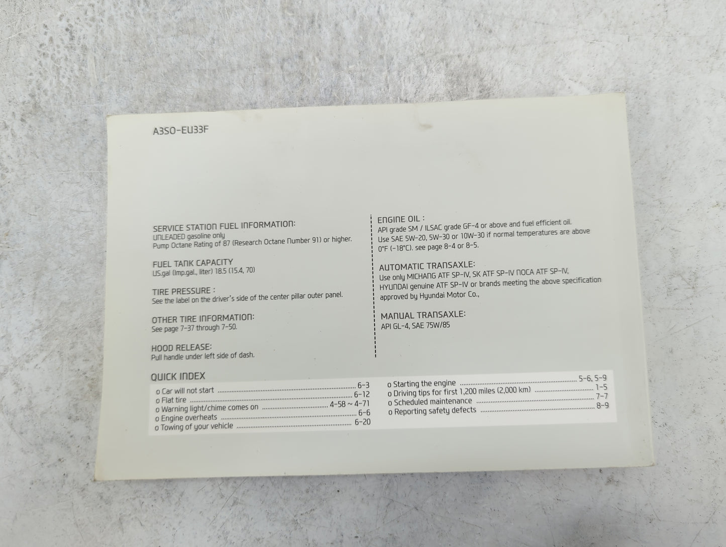 2013 Hyundai Sonata Owners Manual Book Guide P/N:A3SO-EU33F OEM Used Auto Parts - Oemusedautoparts1.com