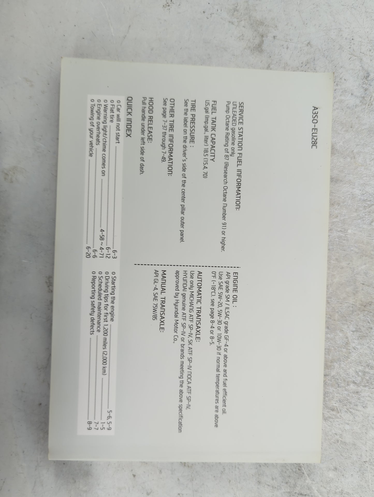 2013 Hyundai Sonata Owners Manual Book Guide P/N:A3S0-EU28C OEM Used Auto Parts - Oemusedautoparts1.com