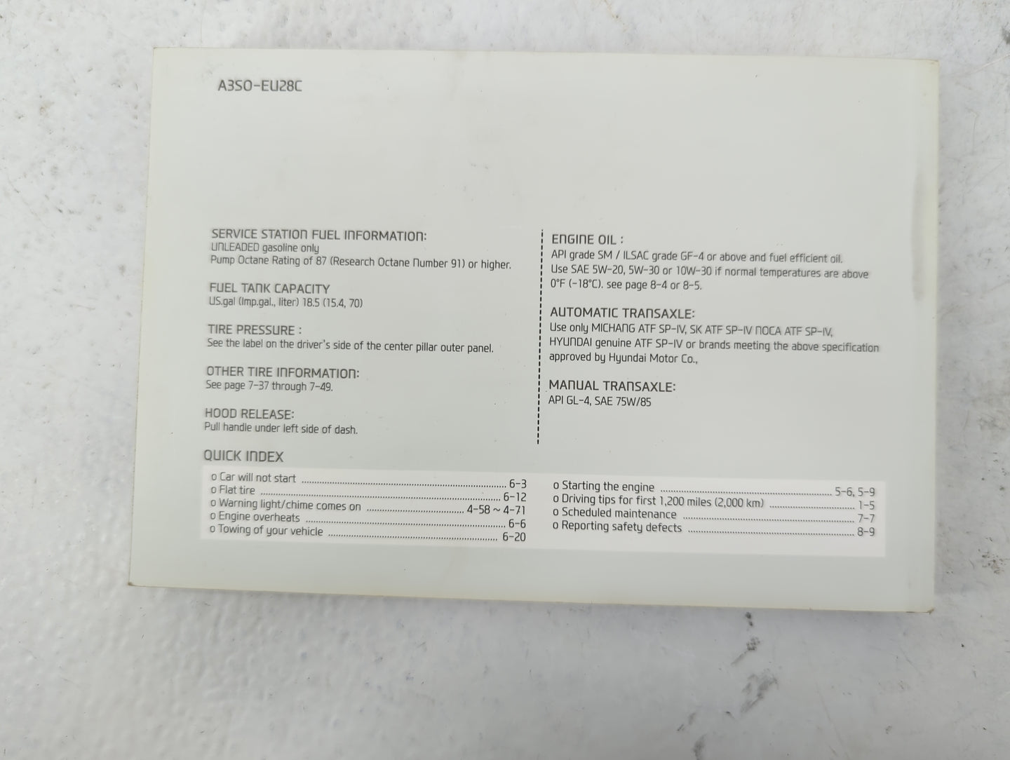 2013 Hyundai Sonata Owners Manual Book Guide P/N:A3SO-EU28C 13YF-23A OEM Used Auto Parts - Oemusedautoparts1.com