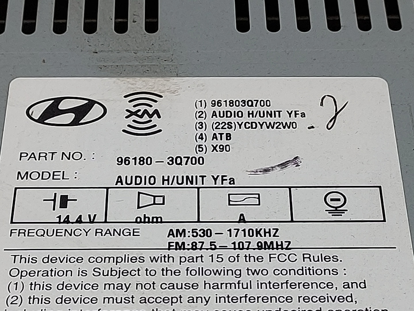 2012-2014 Hyundai Sonata Radio AM FM Cd Player Receiver Replacement P/N:961803Q700 96180-3Q700 Fits Fits 2012 2013 2014 OEM 