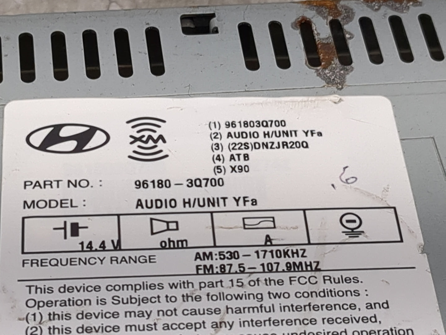 2012-2014 Hyundai Sonata Radio AM FM Cd Player Receiver Replacement P/N:96180-3Q700 Fits Fits 2012 2013 2014 OEM Used Auto P