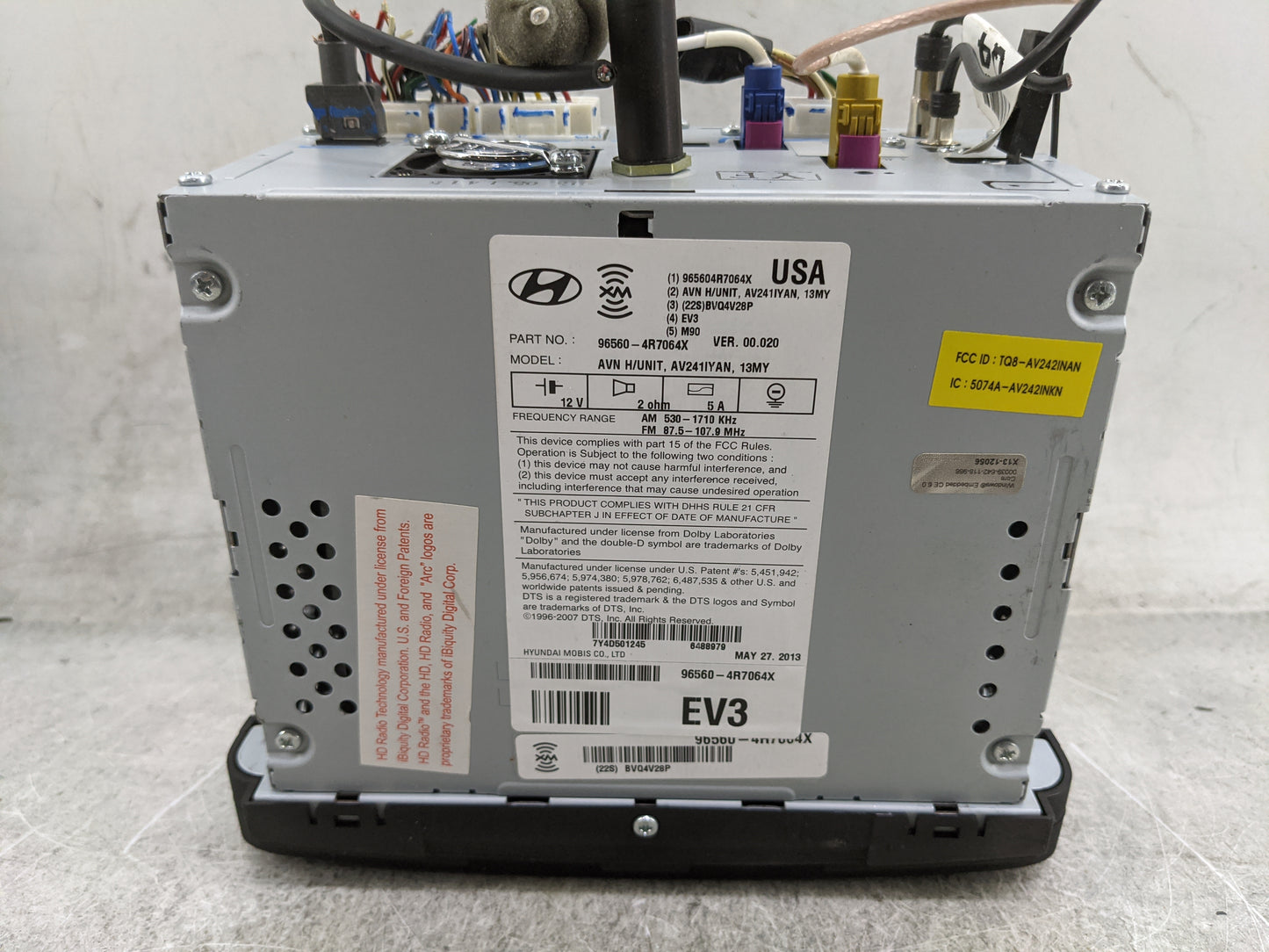 2011-2015 Hyundai Sonata Radio AM FM Cd Player Receiver Replacement P/N:96560-4R7064X 965604R7064X Fits OEM Used Auto Parts 