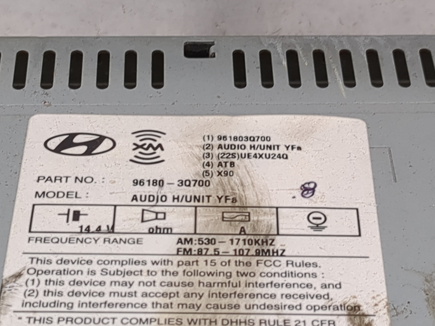 2012-2014 Hyundai Sonata Radio AM FM Cd Player Receiver Replacement P/N:961803Q700 96180-3Q700 Fits Fits 2012 2013 2014 OEM 