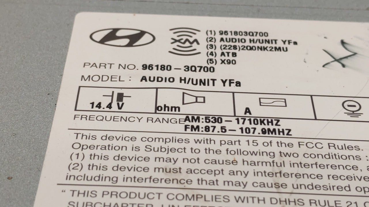 2012-2014 Hyundai Sonata Radio AM FM Cd Player Receiver Replacement P/N:96180-3Q700 Fits Fits 2012 2013 2014 OEM Used Auto P