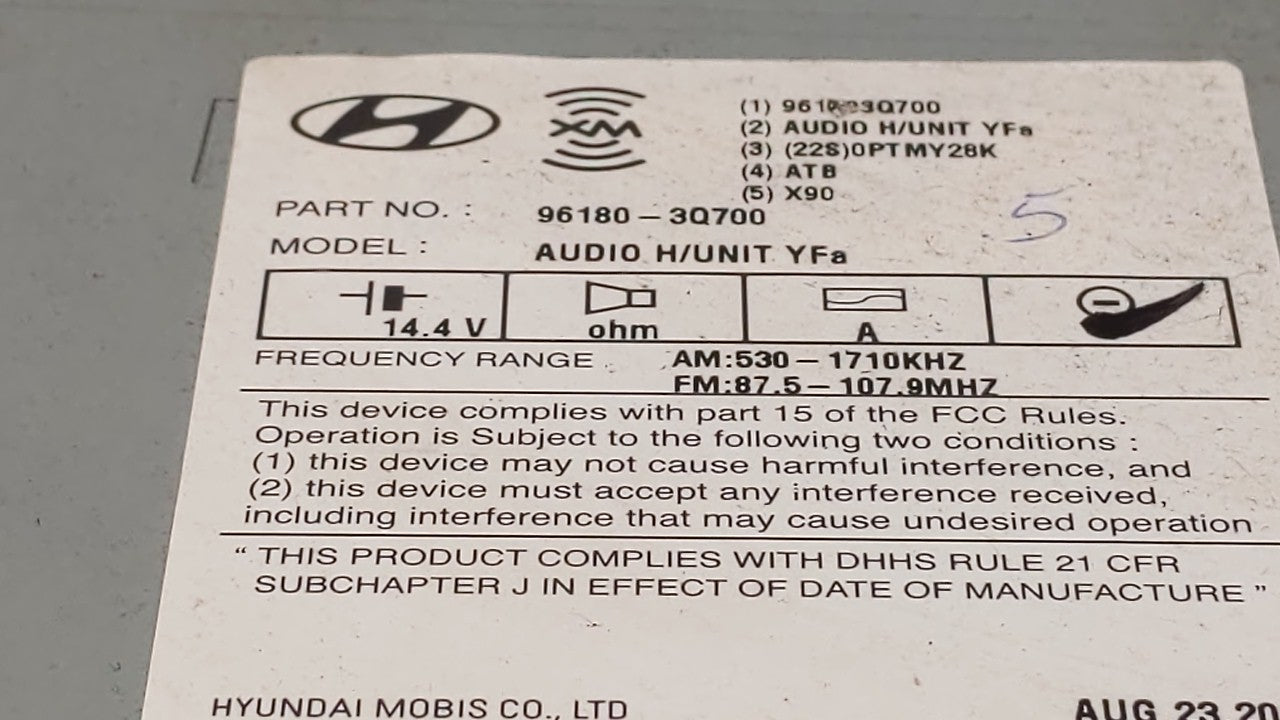 2012-2014 Hyundai Sonata Am Fm Cd Player Radio Receiver - Oemusedautoparts1.com