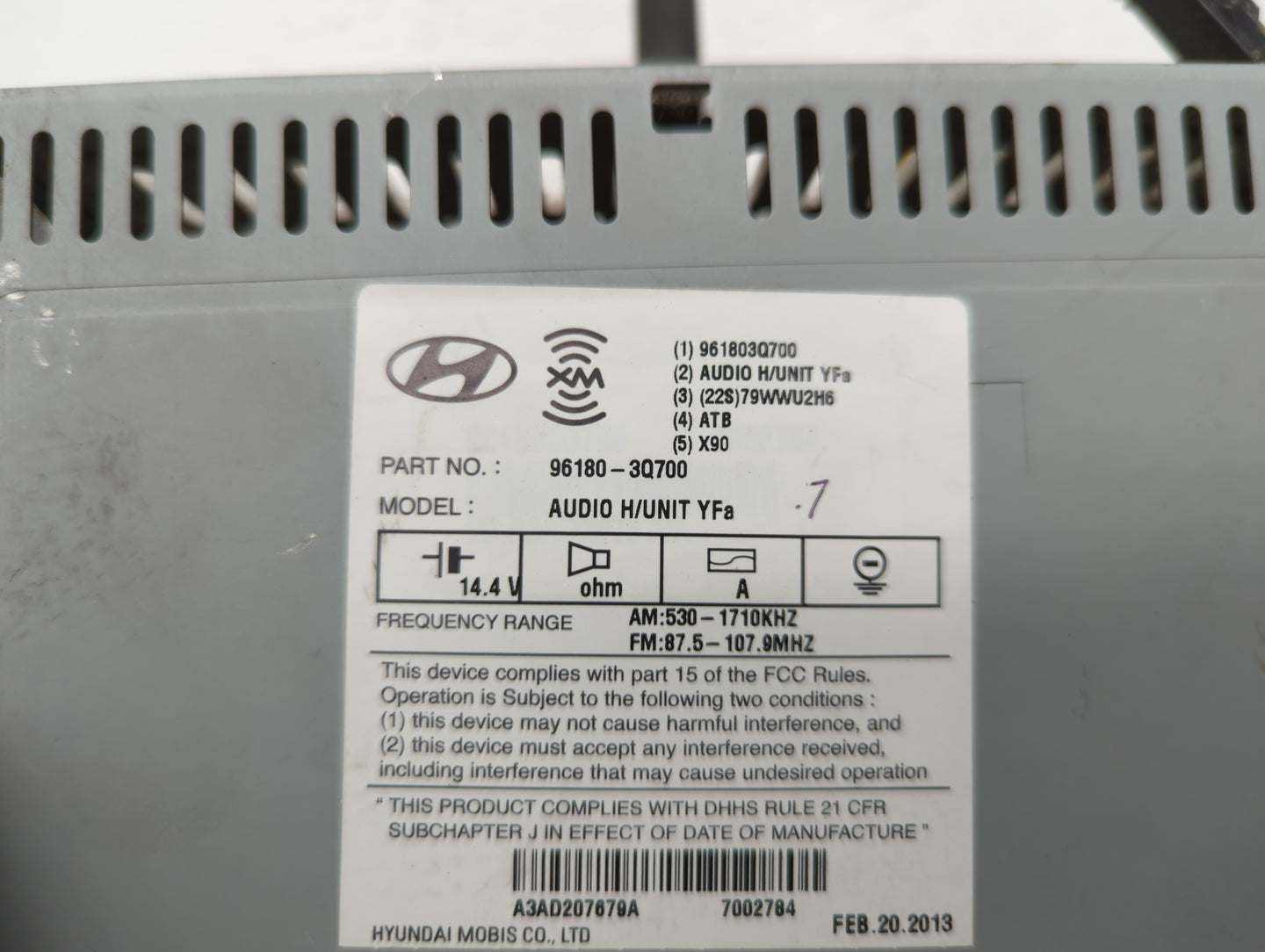 2013-2014 Hyundai Sonata Radio AM FM Cd Player Receiver Replacement P/N:96180-3Q700 96170-3Q0004X Fits Fits 2013 2014 OEM Us