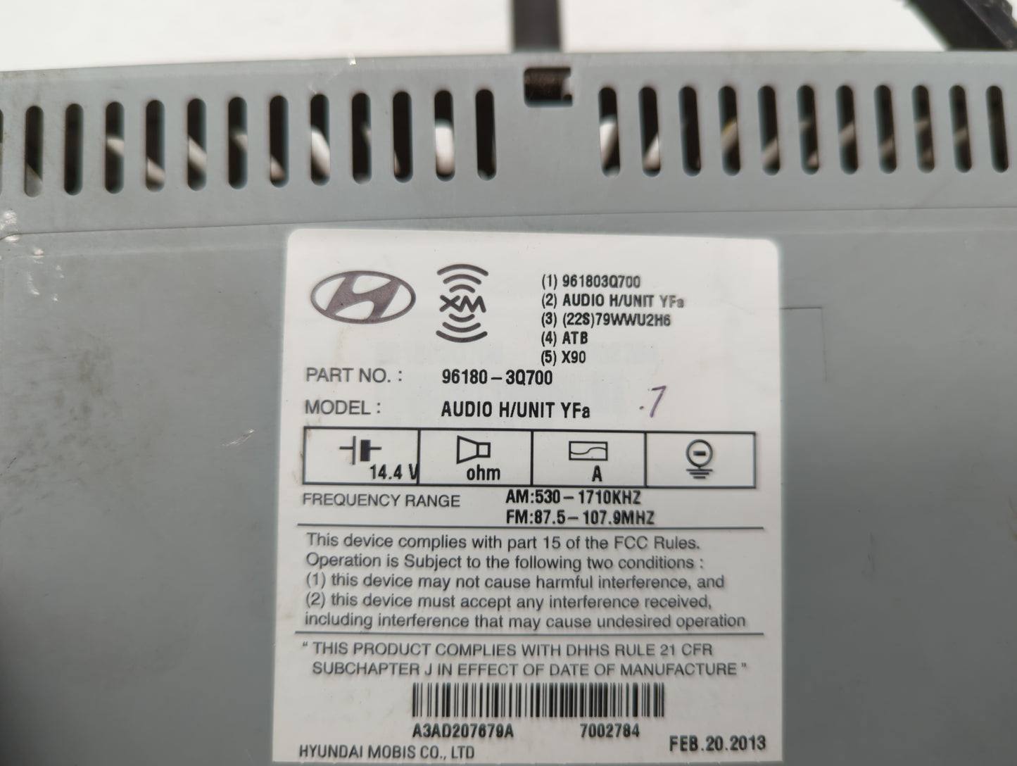 2013-2014 Hyundai Sonata Radio AM FM Cd Player Receiver Replacement P/N:96180-3Q700 96170-3Q0004X Fits Fits 2013 2014 OEM Us