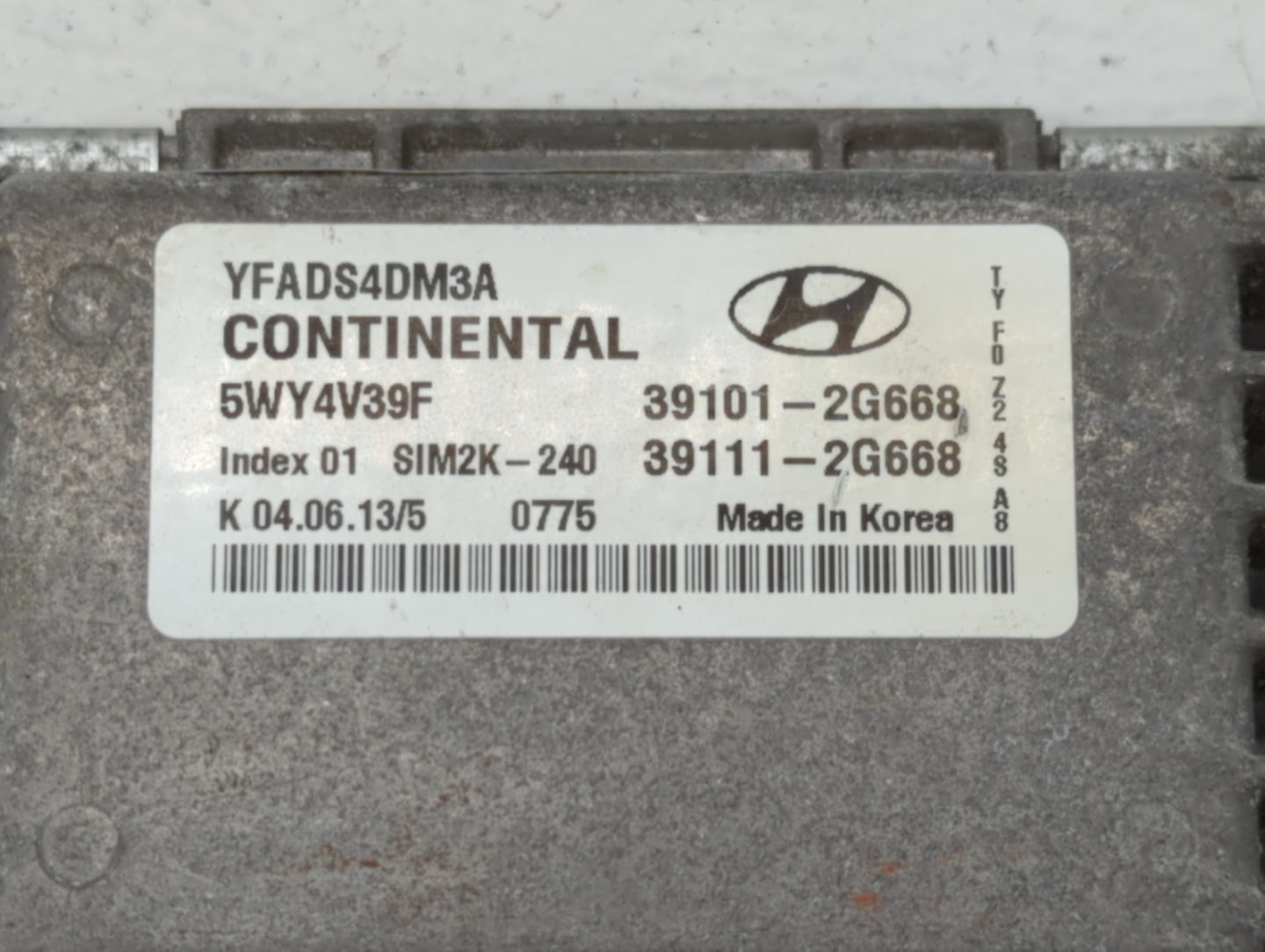 2013 Hyundai Sonata PCM Engine Control Computer ECU ECM PCU OEM P/N:39101-2G668 5WY4V39F Fits Fits 2011 OEM Used Auto Parts 