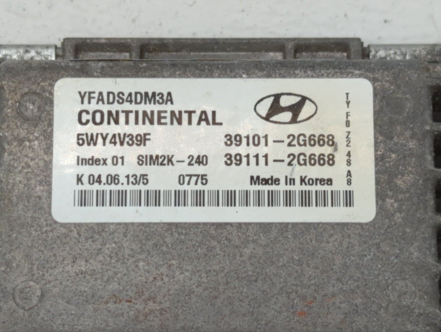 2013 Hyundai Sonata PCM Engine Control Computer ECU ECM PCU OEM P/N:39101-2G668 5WY4V39F Fits Fits 2011 OEM Used Auto Parts 