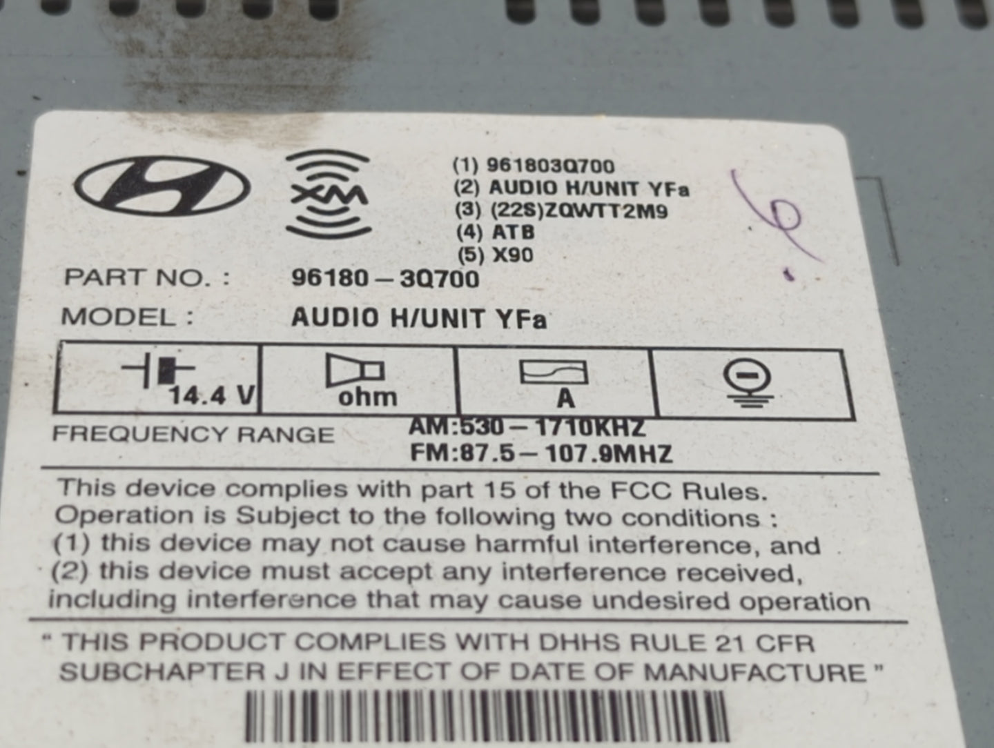 2012-2014 Hyundai Sonata Am Fm Cd Player Radio Receiver - Oemusedautoparts1.com