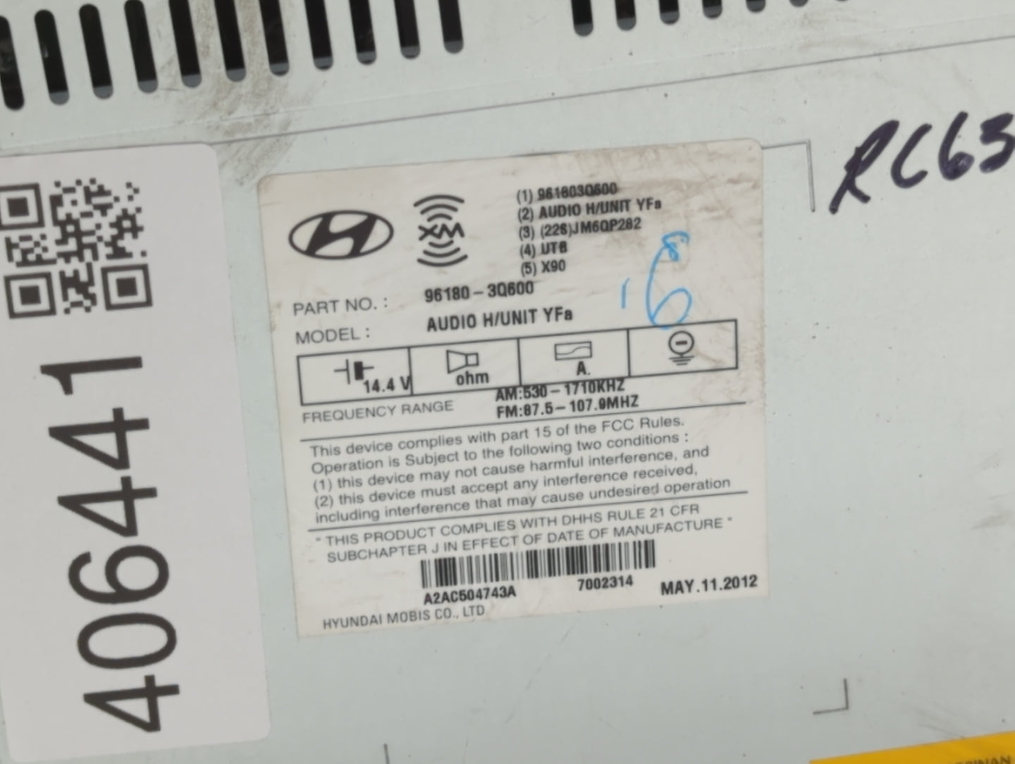 2012-2015 Hyundai Sonata Am Fm Cd Player Radio Receiver - Oemusedautoparts1.com
