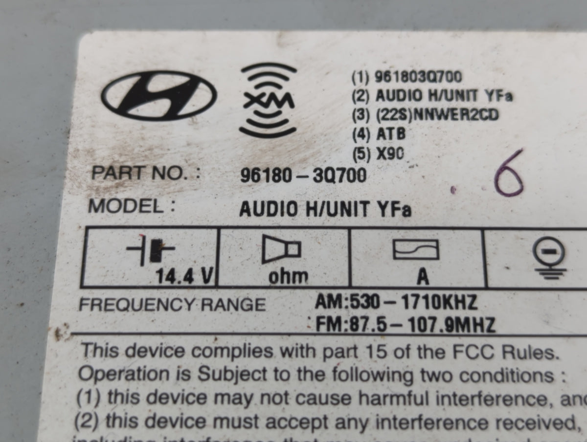 2012-2014 Hyundai Sonata Am Fm Cd Player Radio Receiver 465202 - Oemusedautoparts1.com