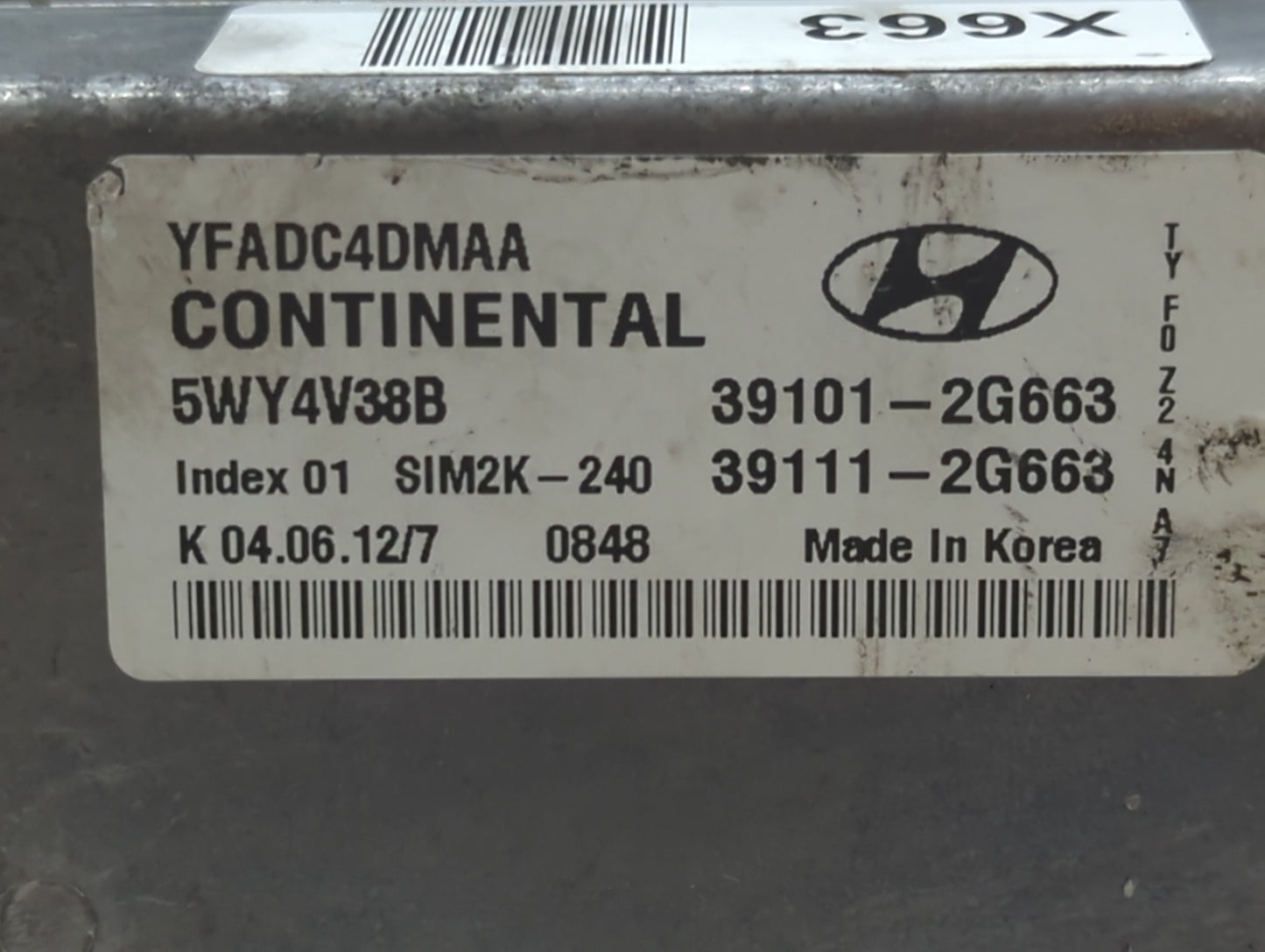 2011-2014 Hyundai Sonata PCM Engine Control Computer ECU ECM PCU OEM P/N:39111-2G663 39101-2G663 Fits Fits 2011 2012 2013 20