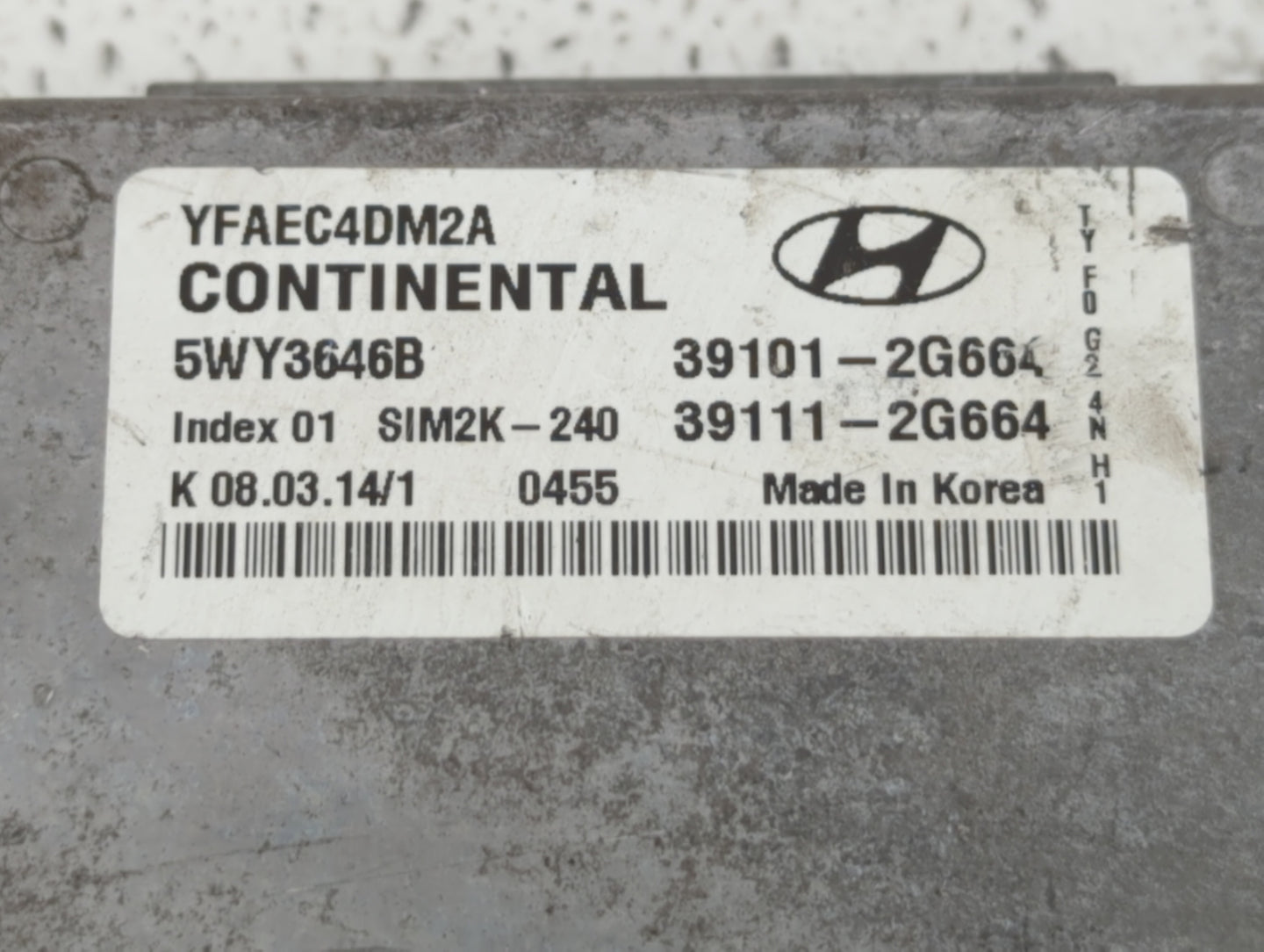2011-2014 Hyundai Sonata PCM Engine Control Computer ECU ECM PCU OEM P/N:39111-2G663 39101-2G663 Fits Fits 2011 2012 2013 20