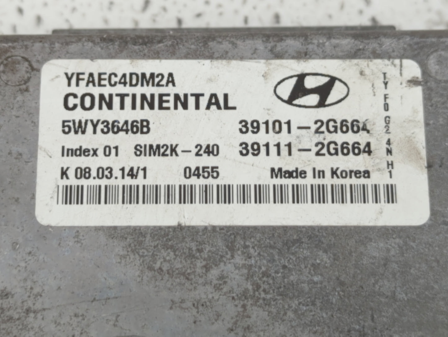 2011-2014 Hyundai Sonata PCM Engine Control Computer ECU ECM PCU OEM P/N:39111-2G663 39101-2G663 Fits Fits 2011 2012 2013 20