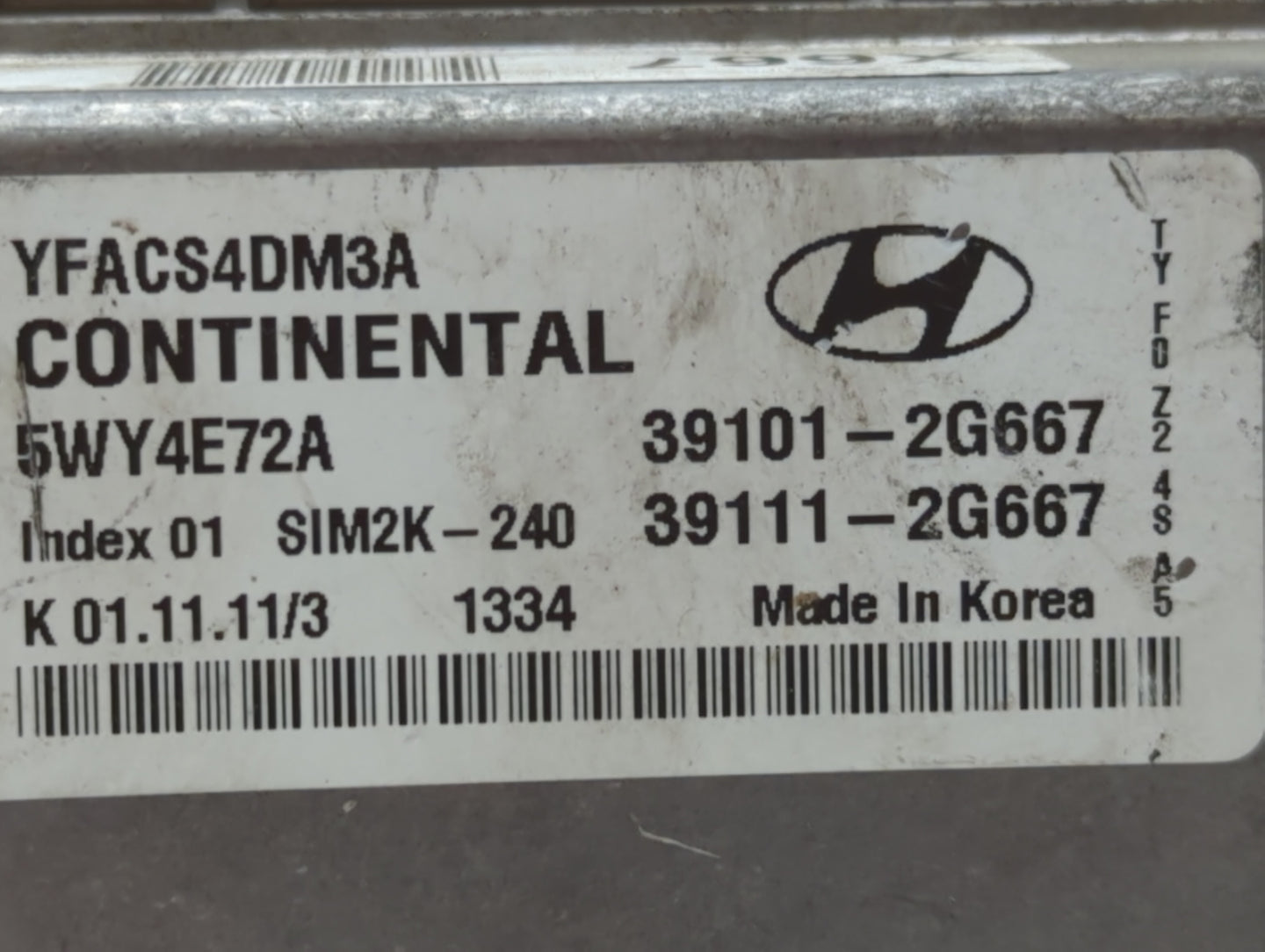 2011-2014 Hyundai Sonata PCM Engine Control Computer ECU ECM PCU OEM P/N:39111-2G667 39101-2G667 Fits Fits 2011 2012 2013 20