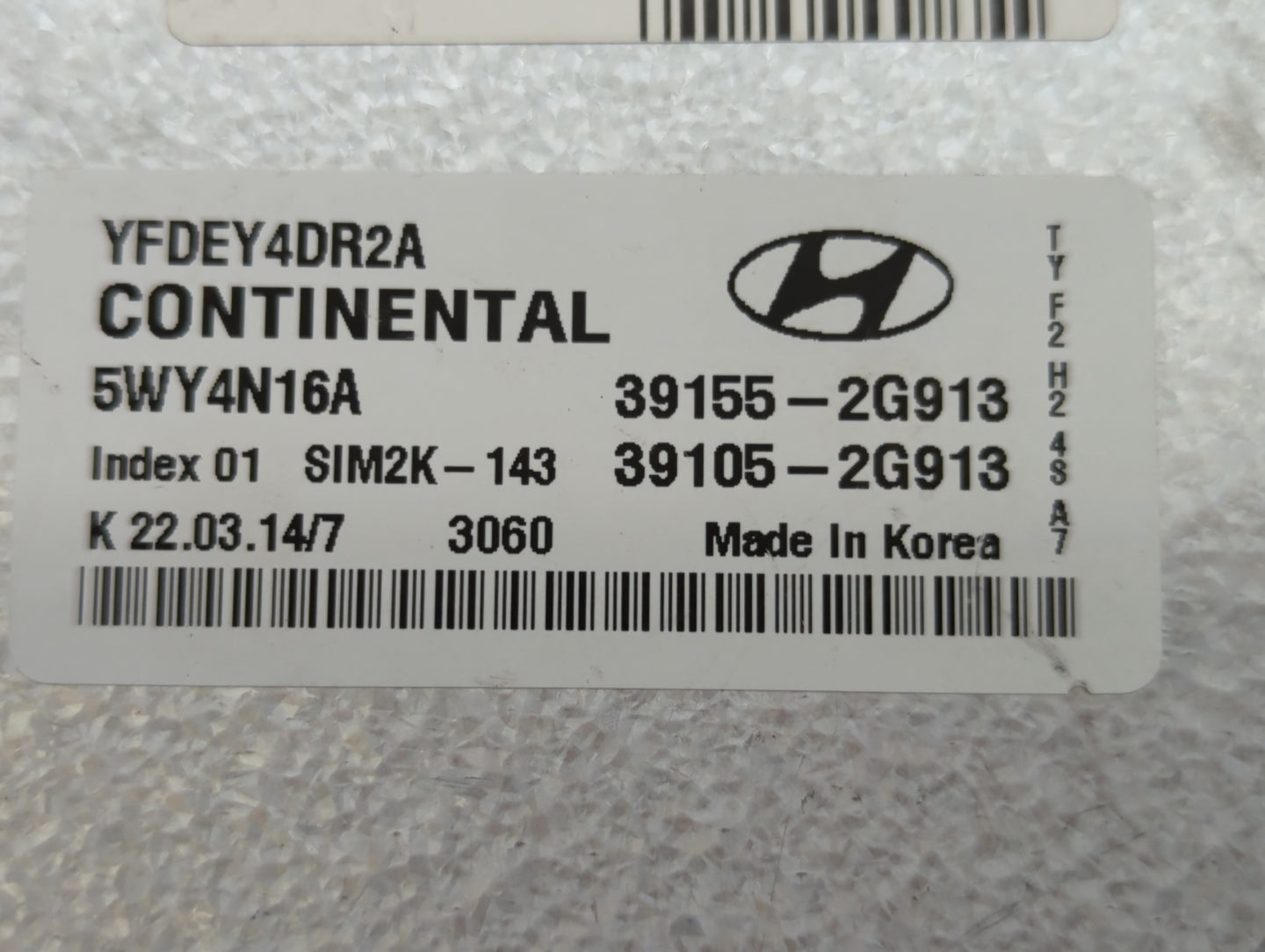 2011-2015 Hyundai Sonata PCM Engine Control Computer ECU ECM PCU OEM P/N:39105-2G913 39155-2G913 Fits OEM Used Auto Parts - 