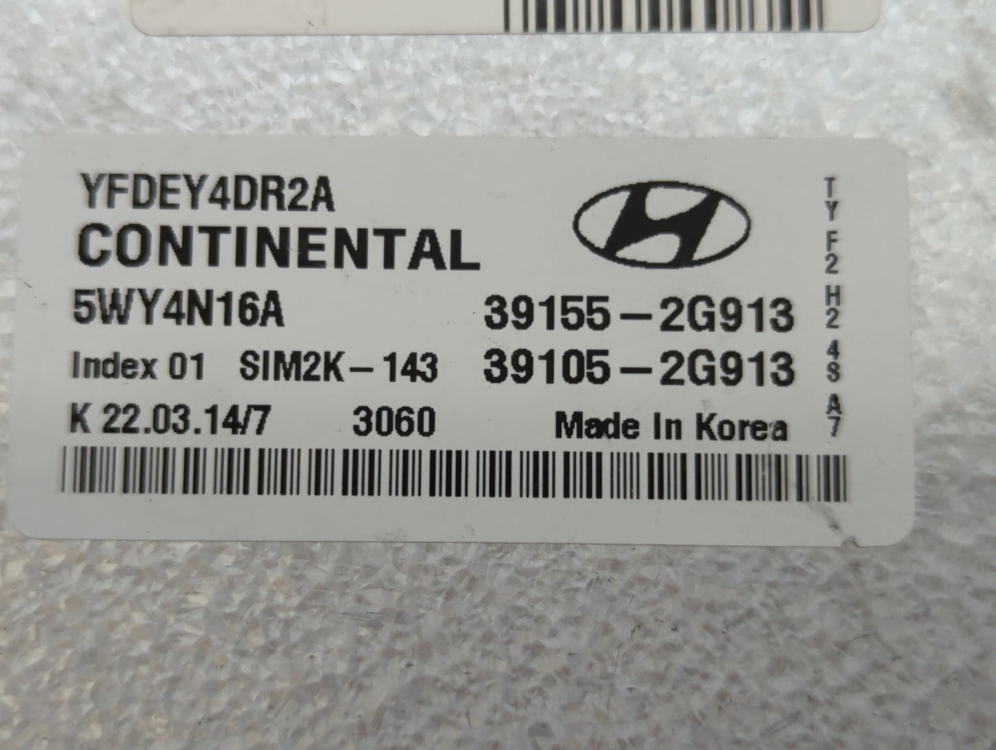 2011-2015 Hyundai Sonata PCM Engine Control Computer ECU ECM PCU OEM P/N:39105-2G913 39155-2G913 Fits OEM Used Auto Parts - 