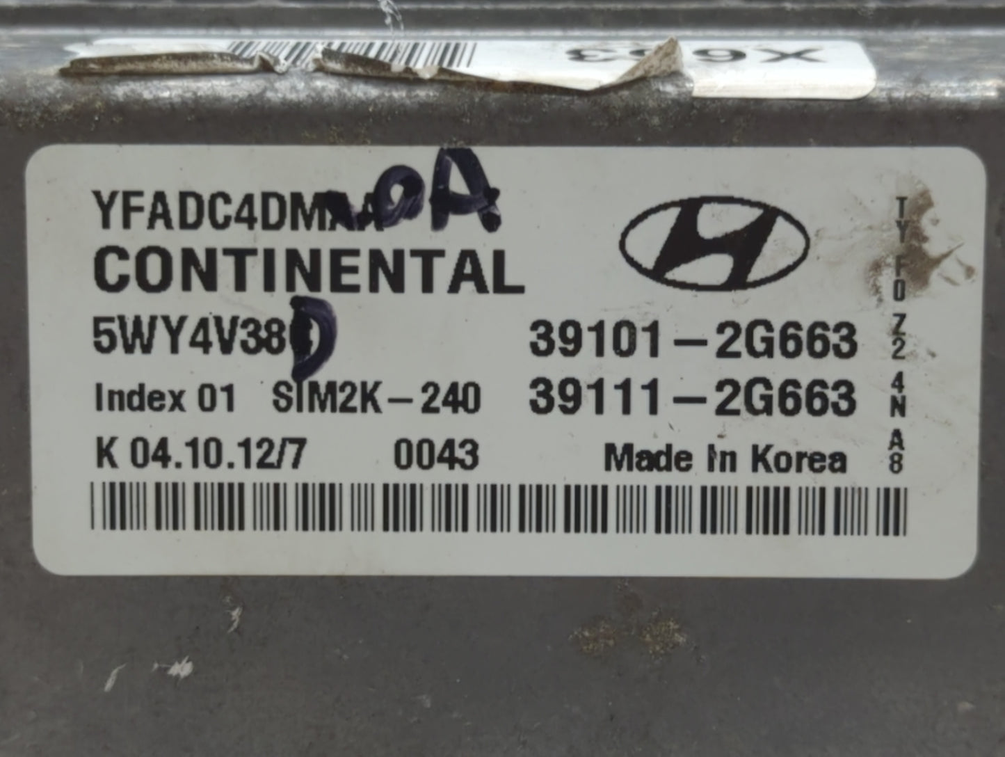 2011-2014 Hyundai Sonata PCM Engine Control Computer ECU ECM PCU OEM P/N:39111-2G663 39101-2G663 Fits Fits 2011 2012 2013 20