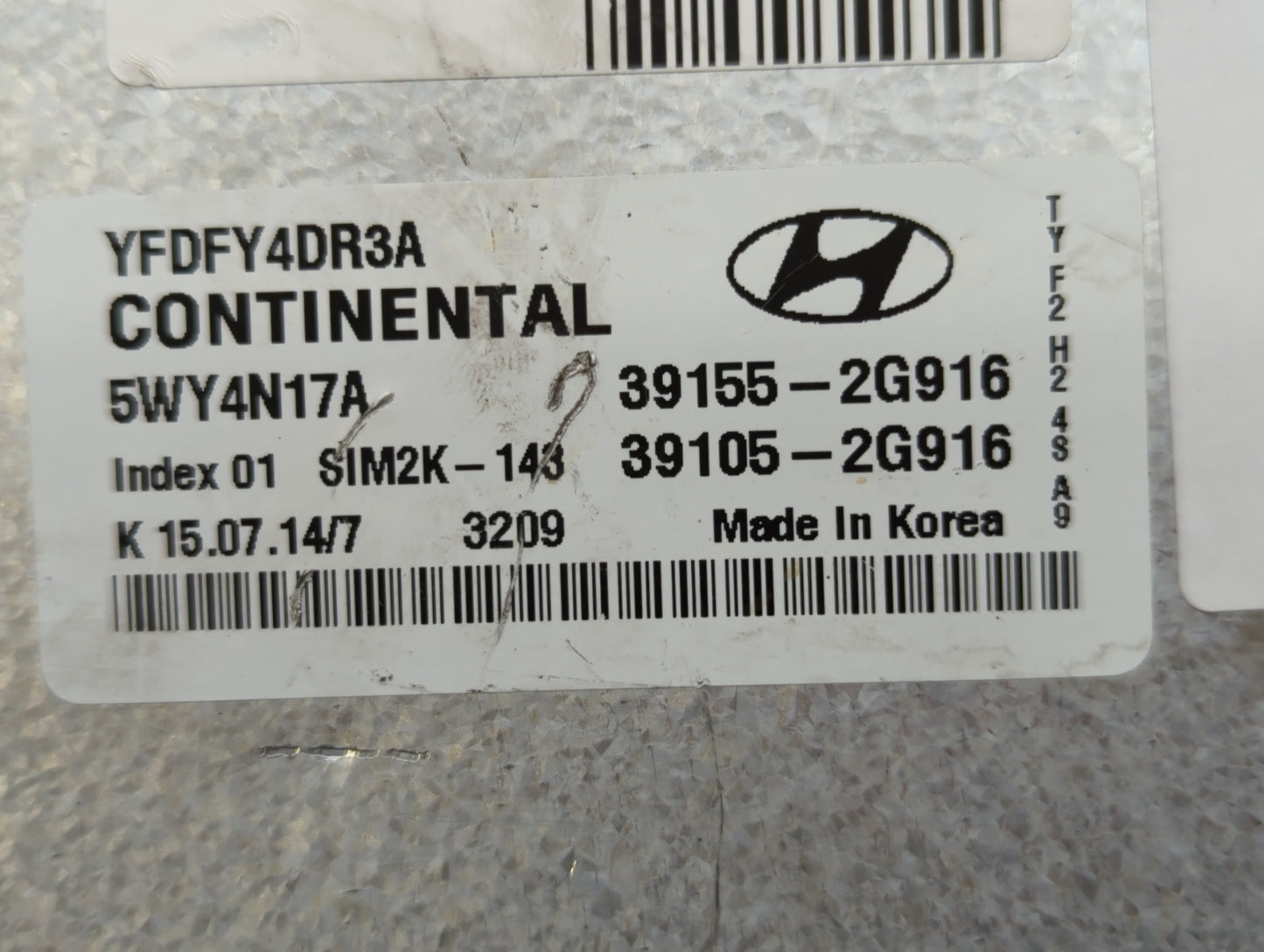 2011-2015 Hyundai Sonata PCM Engine Control Computer ECU ECM PCU OEM P/N:39105-2G916 39155-2G916 Fits OEM Used Auto Parts - 