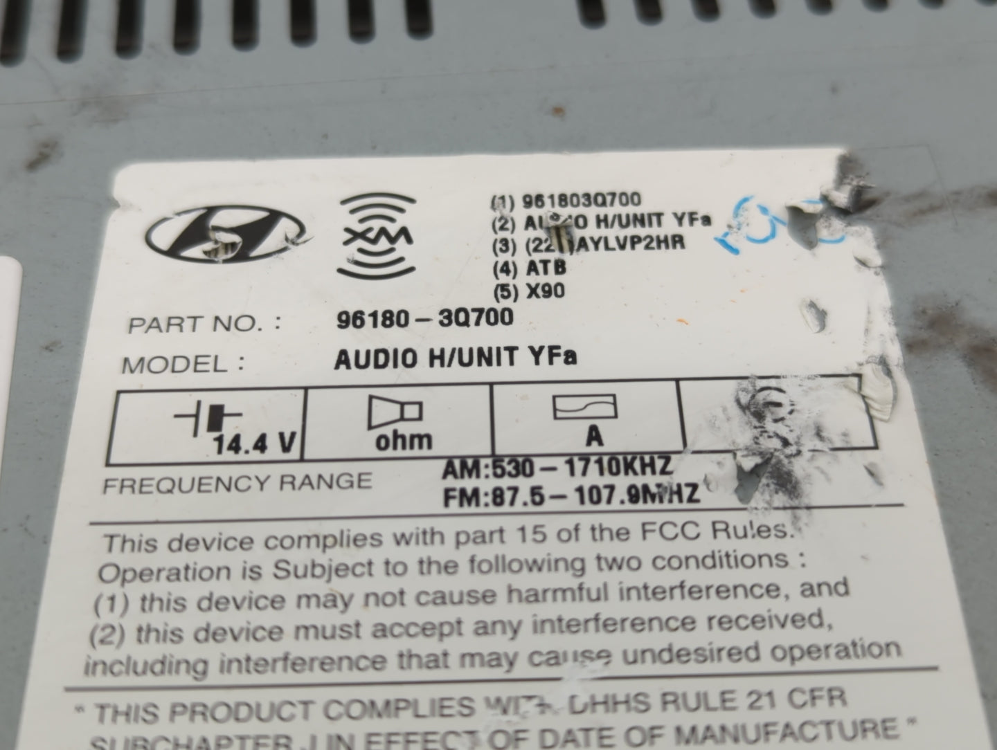 2012-2014 Hyundai Sonata Radio AM FM Cd Player Receiver Replacement P/N:96180-3Q8004X 96180-3Q700 Fits Fits 2012 2013 2014 O