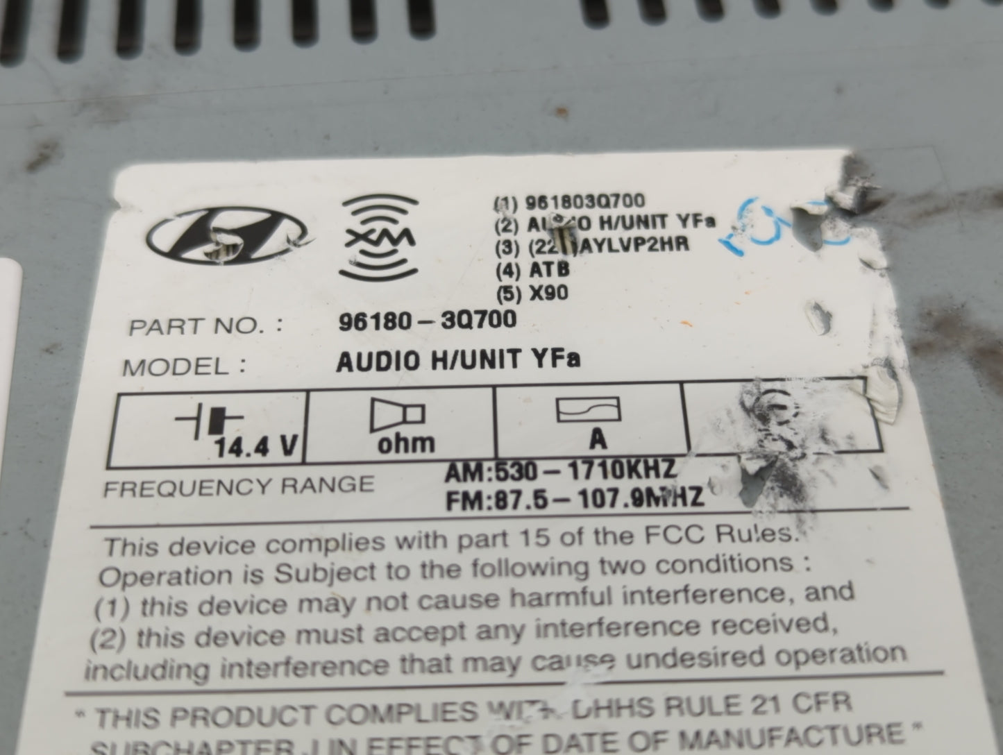 2012-2014 Hyundai Sonata Radio AM FM Cd Player Receiver Replacement P/N:96180-3Q8004X 96180-3Q700 Fits Fits 2012 2013 2014 O