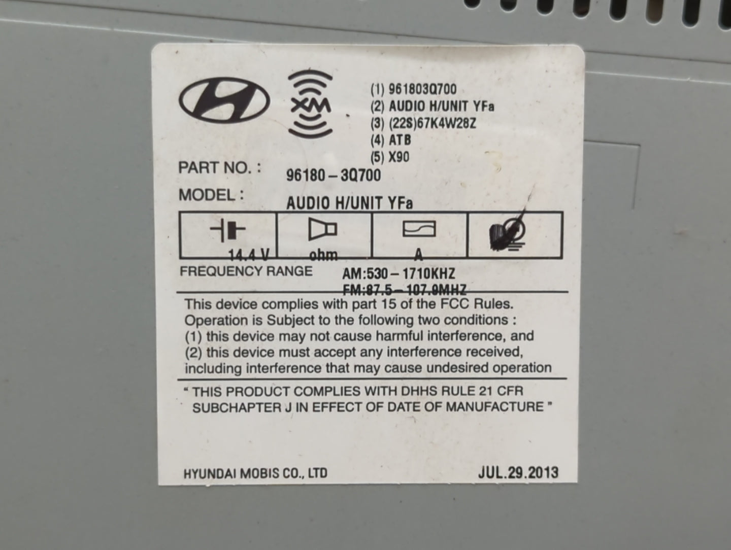 2012-2014 Hyundai Sonata Am Fm Cd Player Radio Receiver - Oemusedautoparts1.com