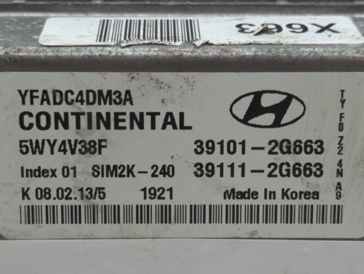 2011-2014 Hyundai Sonata PCM Engine Control Computer ECU ECM PCU OEM P/N:39111-2G663 39101-2G663 Fits Fits 2011 2012 2013 20