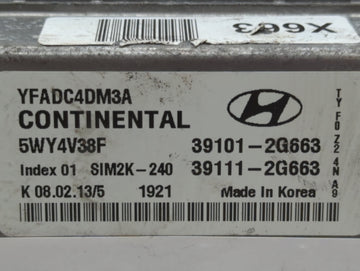 2011-2014 Hyundai Sonata PCM Engine Control Computer ECU ECM PCU OEM P/N:39111-2G663 39101-2G663 Fits Fits 2011 2012 2013 2014 OEM Used Auto Parts