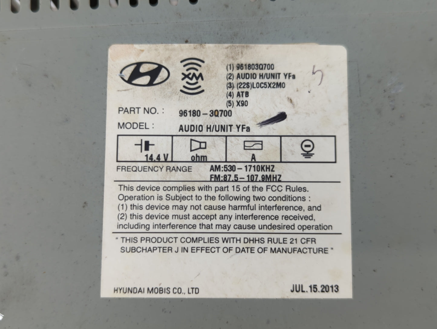 2013-2014 Hyundai Sonata Am Fm Cd Player Radio Receiver - Oemusedautoparts1.com