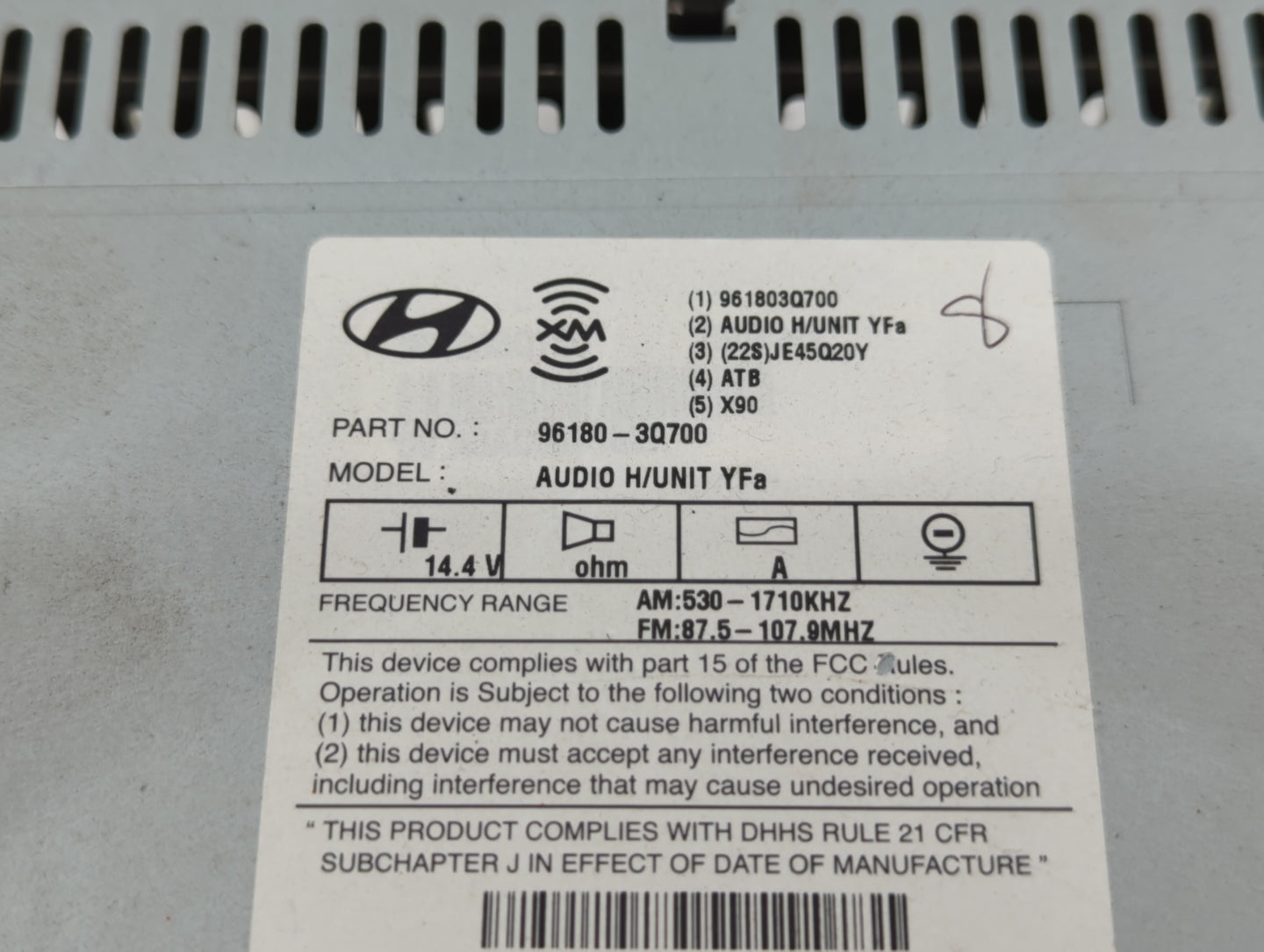 2012-2014 Hyundai Sonata Am Fm Cd Player Radio Receiver - Oemusedautoparts1.com