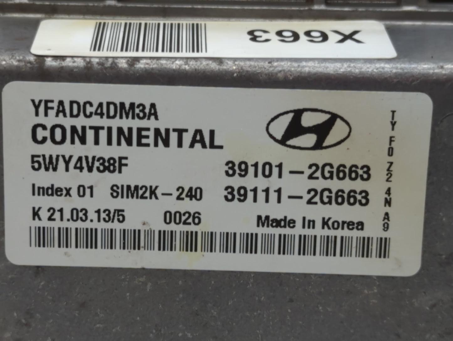 2011-2014 Hyundai Sonata PCM Engine Control Computer ECU ECM PCU OEM P/N:39111-2G663 39101-2G663 Fits Fits 2011 2012 2013 20