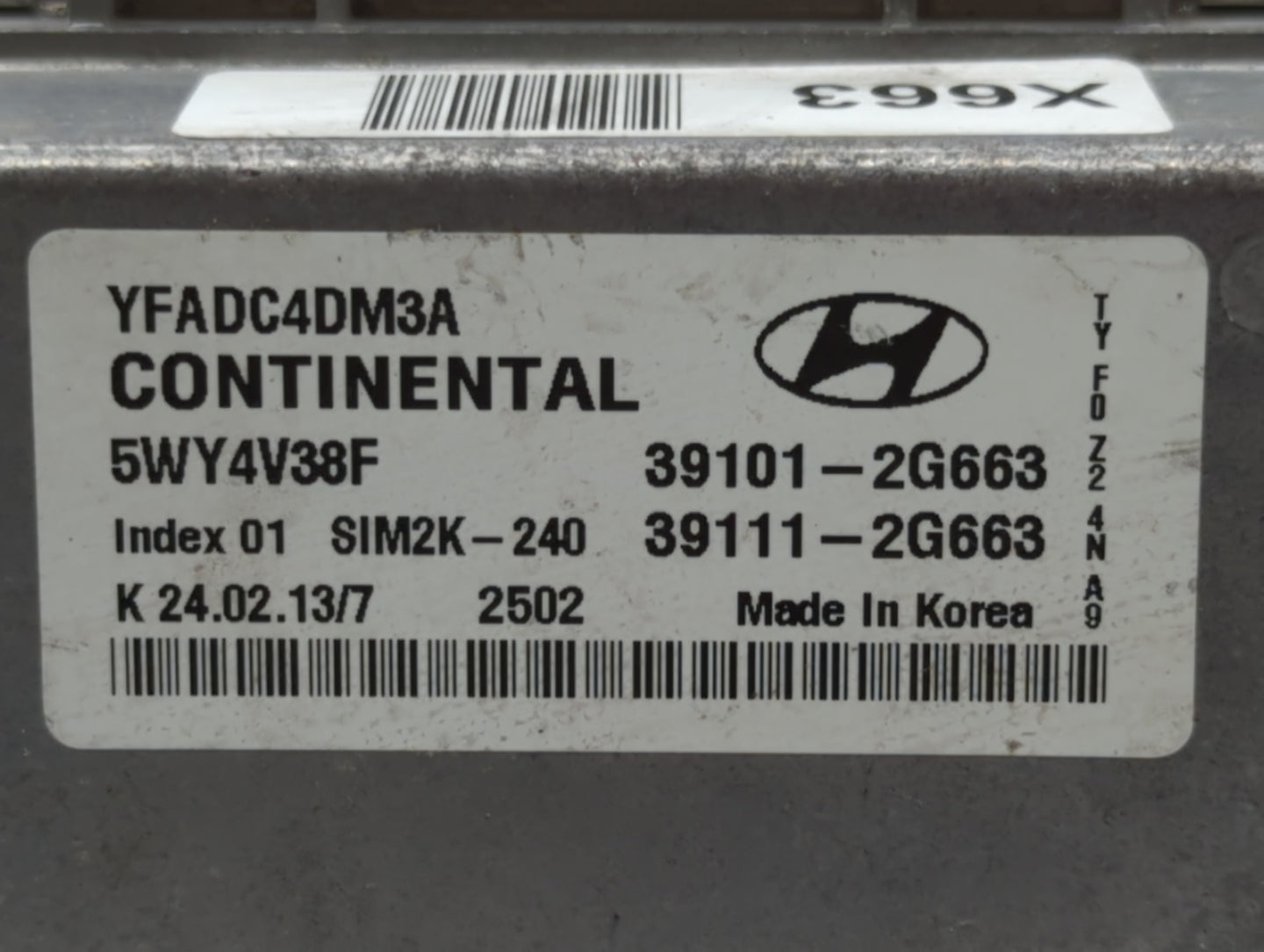 2011-2014 Hyundai Sonata PCM Engine Control Computer ECU ECM PCU OEM P/N:39101-2G663 Fits Fits 2011 2012 2013 2014 OEM Used 