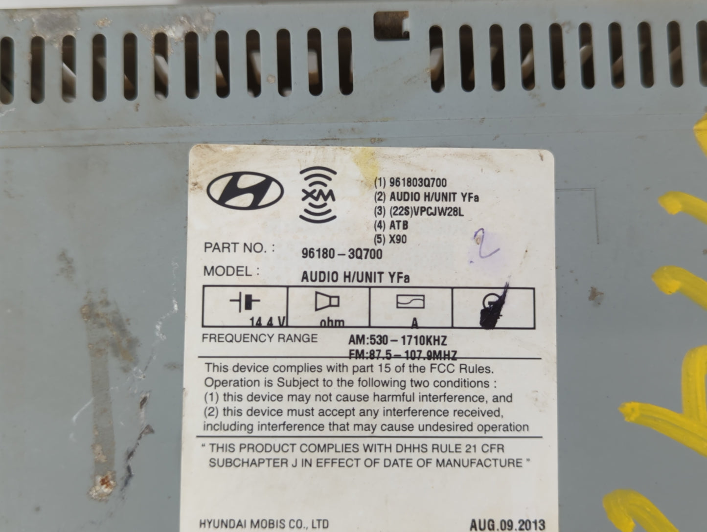 2012-2014 Hyundai Sonata Am Fm Cd Player Radio Receiver - Oemusedautoparts1.com