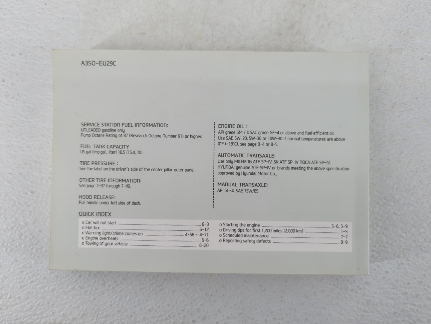 2013 Hyundai Sonata Owners Manual Book Guide P/N:A3S0-EU29C OEM Used Auto Parts - Oemusedautoparts1.com