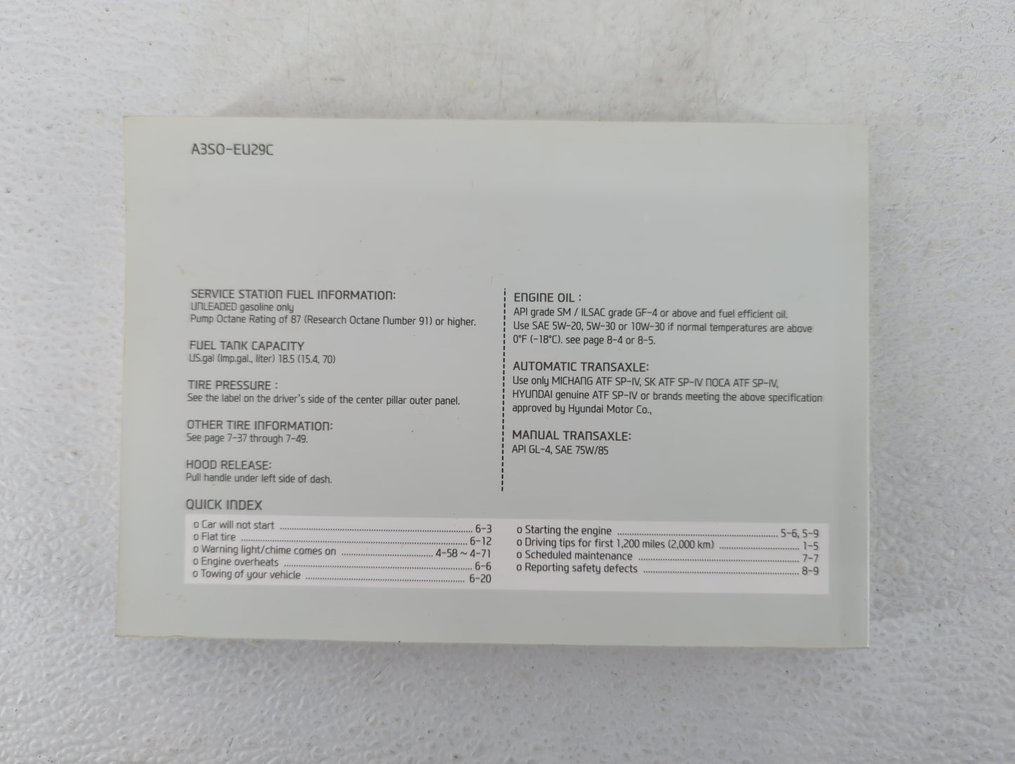 2013 Hyundai Sonata Owners Manual Book Guide P/N:A3S0-EU29C OEM Used Auto Parts - Oemusedautoparts1.com