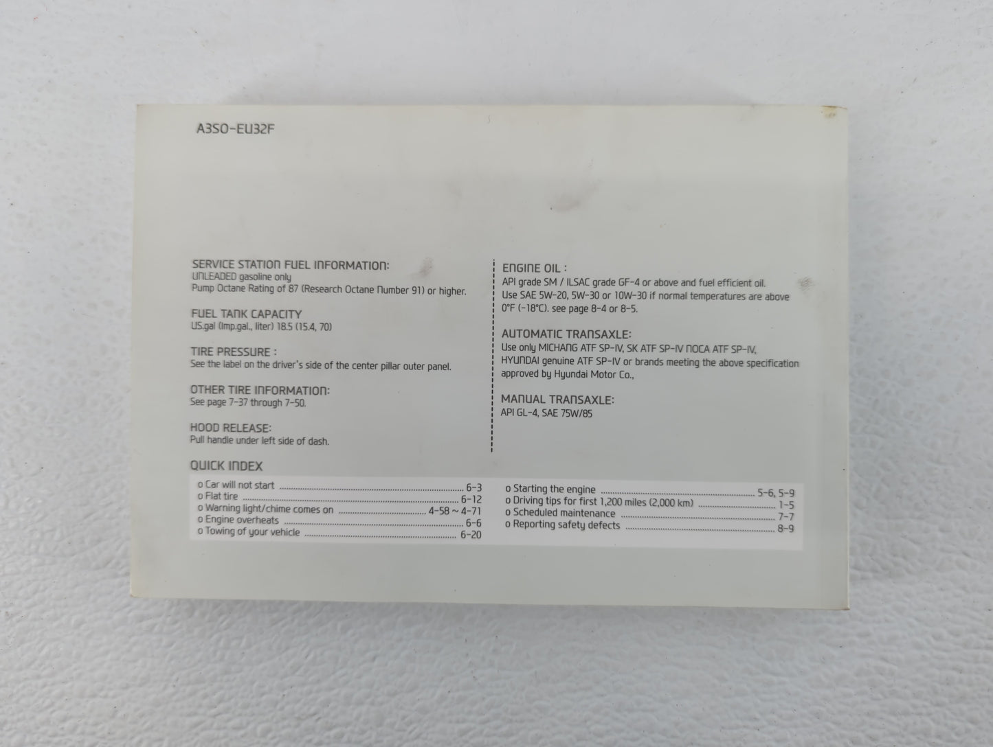 2013 Hyundai Sonata Owners Manual Book Guide P/N:A3S0-EU32F OEM Used Auto Parts - Oemusedautoparts1.com