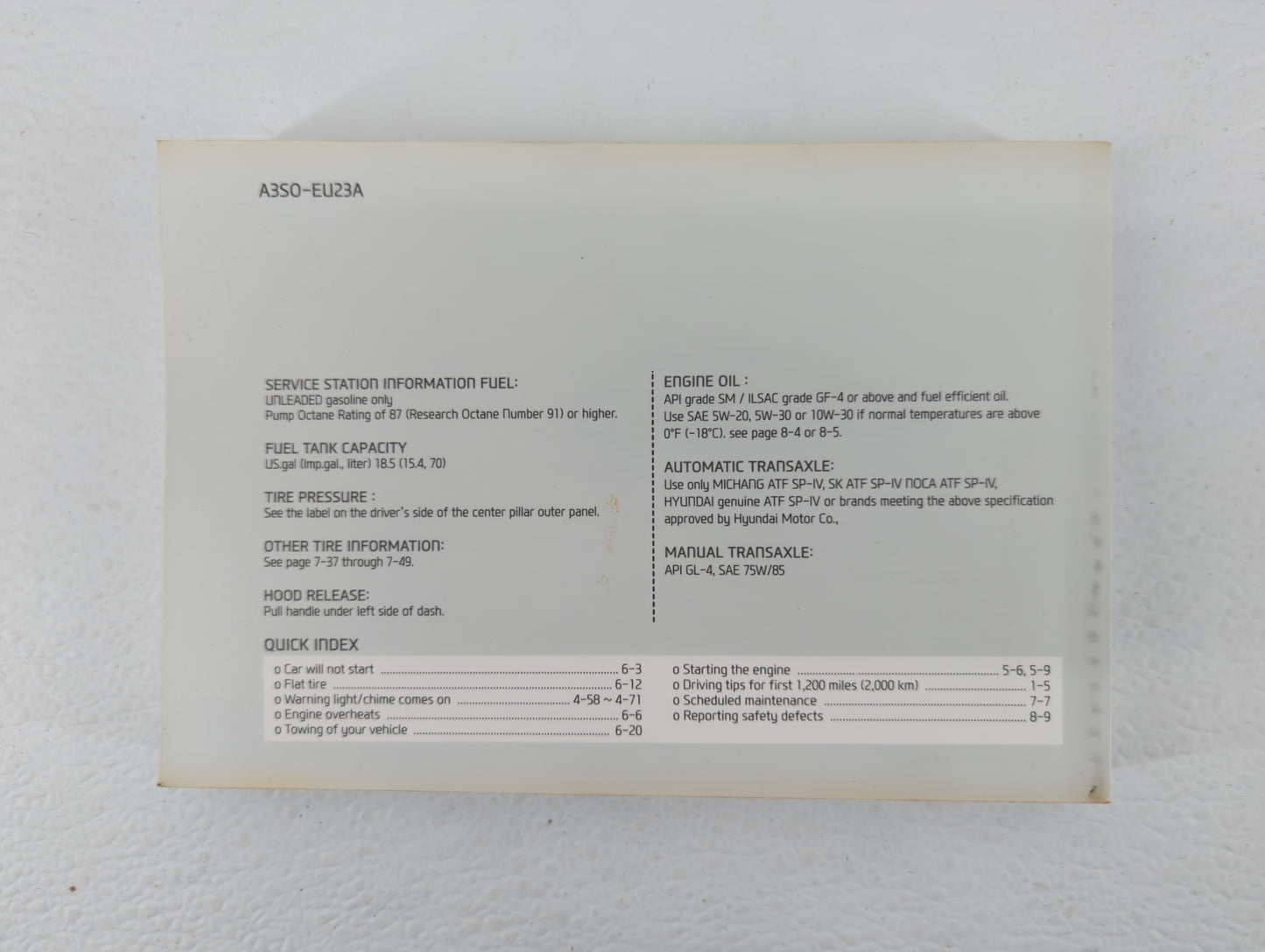 2013 Hyundai Sonata Owners Manual Book Guide P/N:A3S0-EU23A OEM Used Auto Parts - Oemusedautoparts1.com